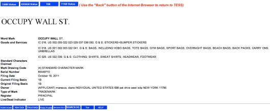 Occupy Wall Street Trademark